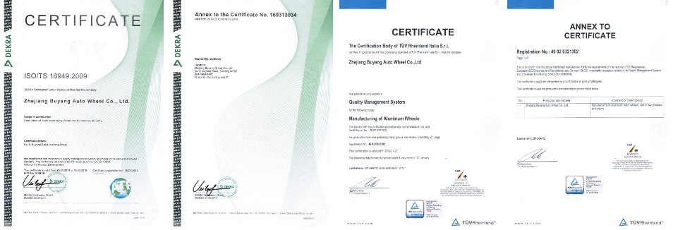 Felgi RacingLine - Certyfikaty ISO TÜV