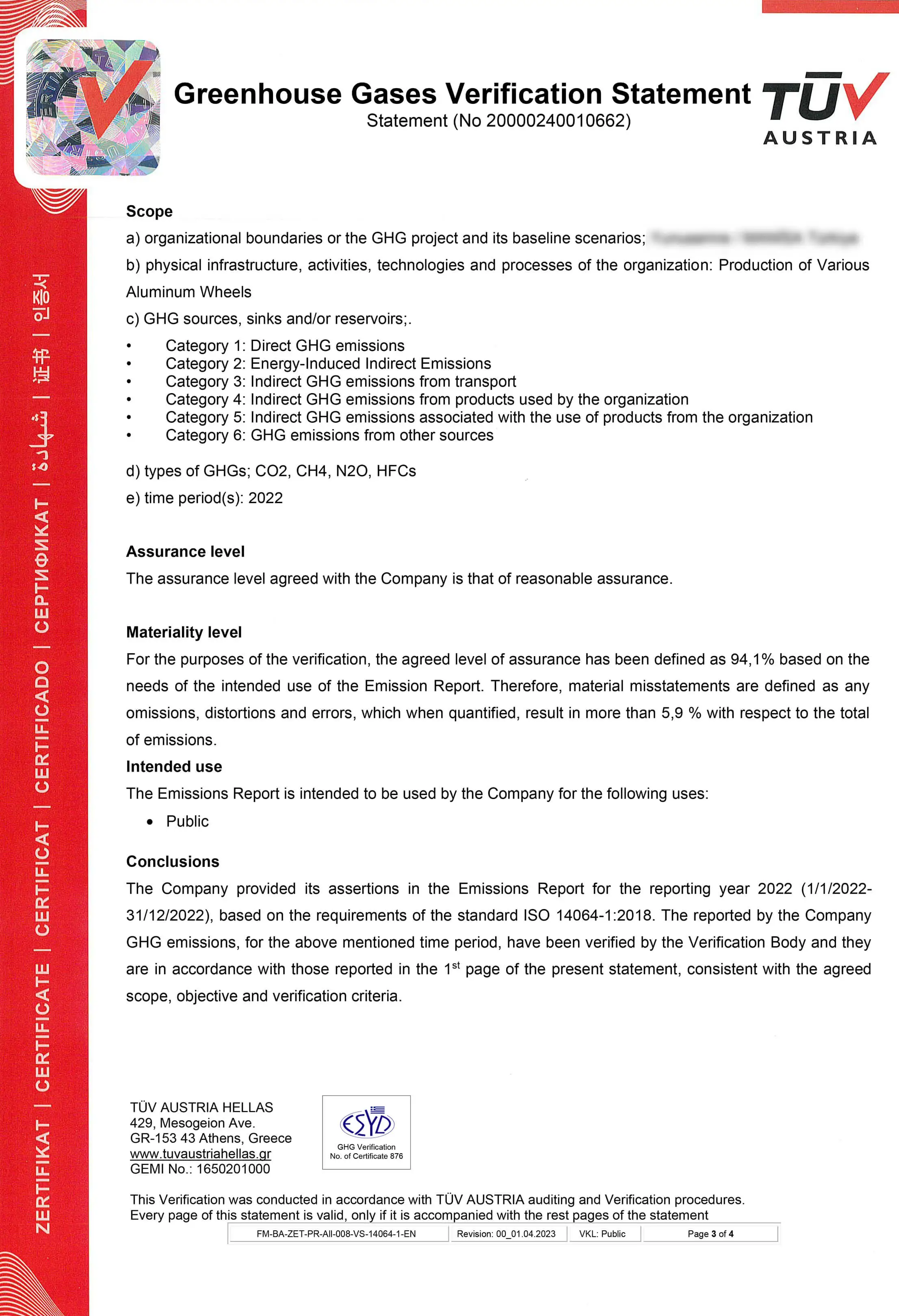 ISO 14064-1:2018 Certificate - LadneFelgi.pl